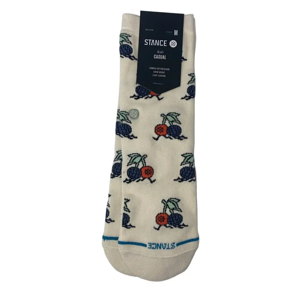 Stance Youth Kids Cherry Blackberry Ivory Crew Socks Multicolor Size M